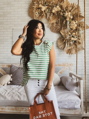 GREEN WITH ENVY STRIPED TOP