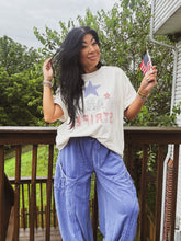 Load image into Gallery viewer, STARS AND STRIPES PATCHWORK SHORT SLEEVE SWEATSHIRT