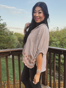 CARAMEL LATTE EMBROIDERED TOP