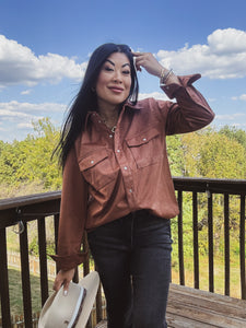 OUT ON THE RANCH SUEDE BUTTON UP