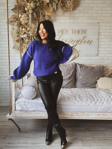 WILLA FAUX LEATHER AND DENIM SKINNIES