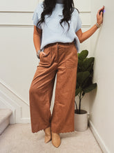 Load image into Gallery viewer, THE STRATEGY SUEDE SCALLOPED EDGE PANTS