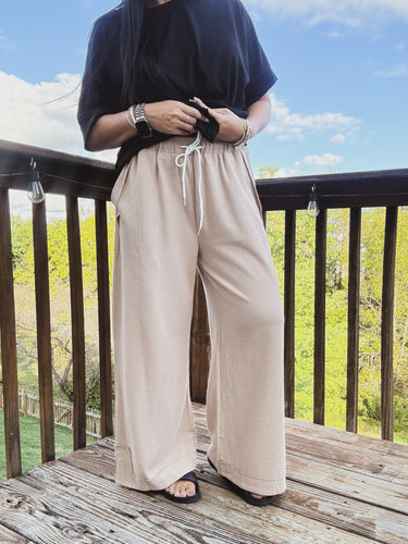 ON THE GO RIBBED WIDE LEG PANTS