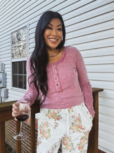 Load image into Gallery viewer, DUSTY ROSE CROCHET HENLEY