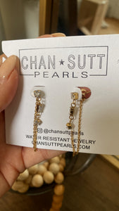 CHANSUTTPEARLS DIAMOND CHAIN EARRINGS