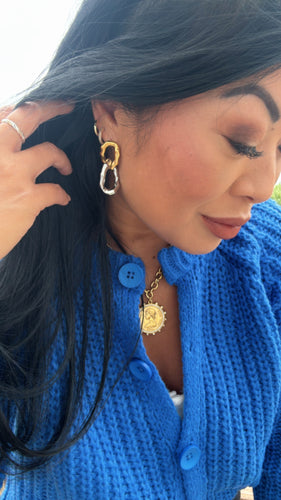 CHANSUTTPEARLS GOLD AND SILVER CHAIN EARRINGS