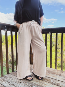ON THE GO RIBBED WIDE LEG PANTS