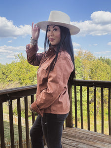 OUT ON THE RANCH SUEDE BUTTON UP