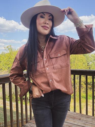 OUT ON THE RANCH SUEDE BUTTON UP