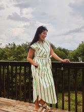 Load image into Gallery viewer, CHARMED TO MEET YOU STRIPED MIDI DRESS