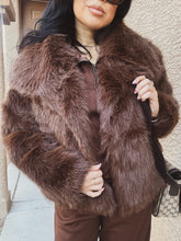 Load image into Gallery viewer, KHLOE CHOCOLATE FAUX FUR JACKET