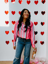Load image into Gallery viewer, QUEEN OF HEARTS SATIN BUTTON UP