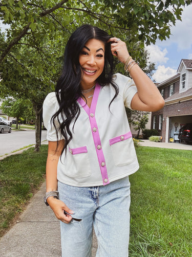 CHIC MODE PEARL BUTTON UP TOP