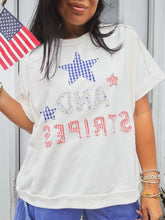 Load image into Gallery viewer, STARS AND STRIPES PATCHWORK SHORT SLEEVE SWEATSHIRT