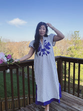Load image into Gallery viewer, INDIGO HORIZON STRIPED MIDI DRESS