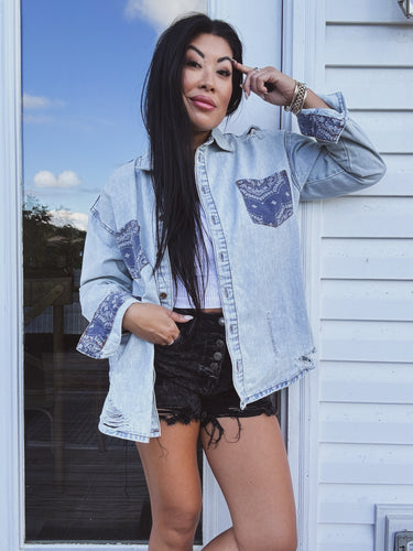 SUNDAY SLOWDOWN PAISLEY DENIM SHACKET