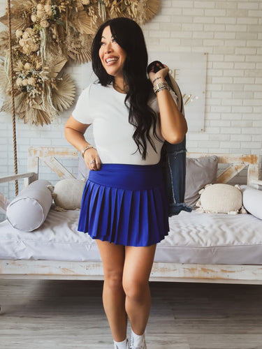 TEAM BLUE PLEATED TENNIS SKORT