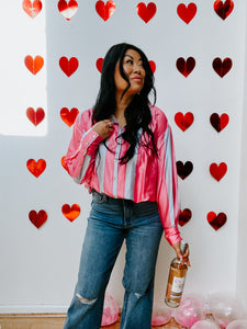 QUEEN OF HEARTS SATIN BUTTON UP