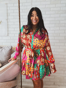 STYLE STATEMENT FLORAL PATCHWORK DRESS