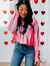 Load image into Gallery viewer, QUEEN OF HEARTS SATIN BUTTON UP