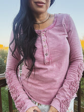 Load image into Gallery viewer, DUSTY ROSE CROCHET HENLEY