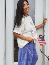 Load image into Gallery viewer, STARS AND STRIPES PATCHWORK SHORT SLEEVE SWEATSHIRT