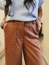 Load image into Gallery viewer, THE STRATEGY SUEDE SCALLOPED EDGE PANTS