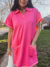 Load image into Gallery viewer, PINK PAR-3 SCUBA POLO DRESS
