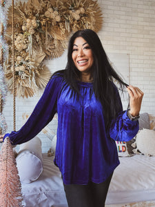 BLUE CHRISTMAS VELVET TOP