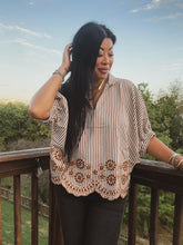 Load image into Gallery viewer, CARAMEL LATTE EMBROIDERED TOP