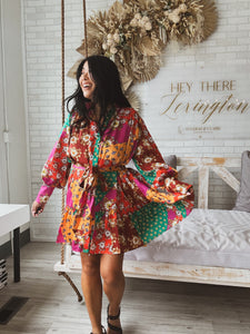 STYLE STATEMENT FLORAL PATCHWORK DRESS