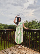 Load image into Gallery viewer, CHARMED TO MEET YOU STRIPED MIDI DRESS