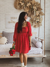 Load image into Gallery viewer, LUCKY IN LOVE HEART PRINT DRESS