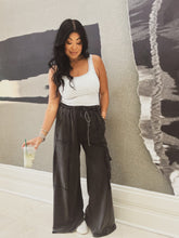 Load image into Gallery viewer, MARGO MINERAL WASH CARGO WIDE LEG PANTS