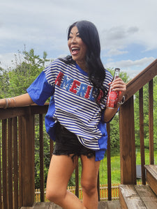 AMERICAN CHARM SEQUIN AND RHINESTONE TOP