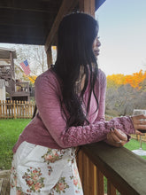 Load image into Gallery viewer, DUSTY ROSE CROCHET HENLEY