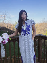 Load image into Gallery viewer, INDIGO HORIZON STRIPED MIDI DRESS