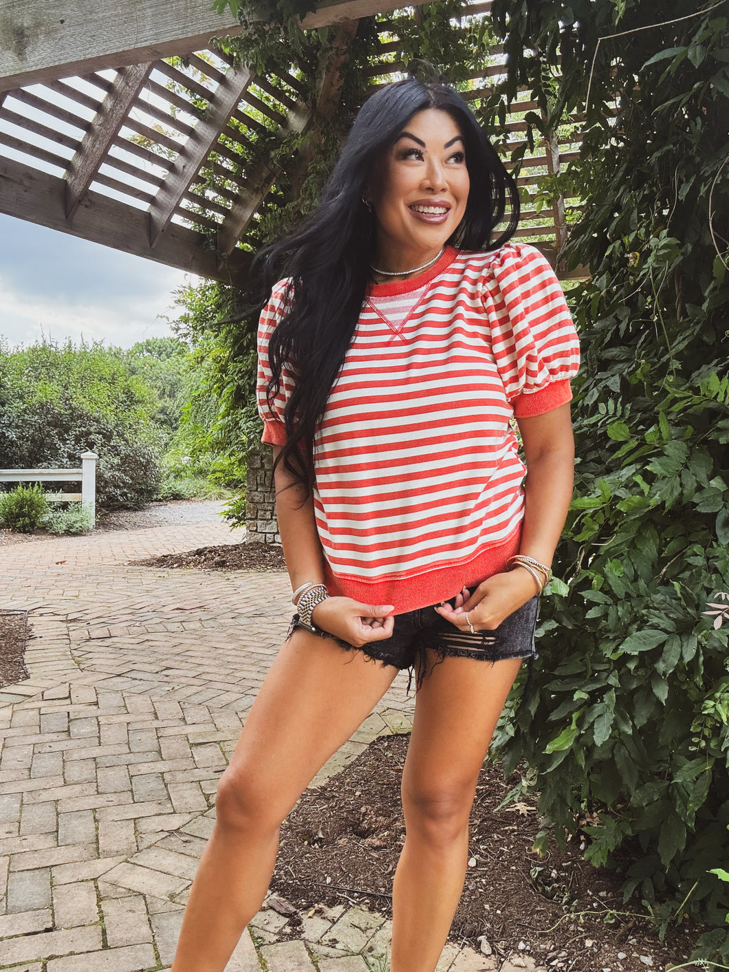CASUAL COMFORTS STRIPED TOP