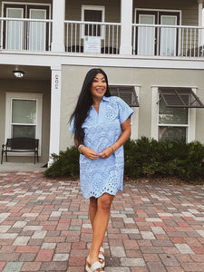 COASTAL FLAIR EYELET DRESS