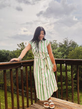 Load image into Gallery viewer, CHARMED TO MEET YOU STRIPED MIDI DRESS