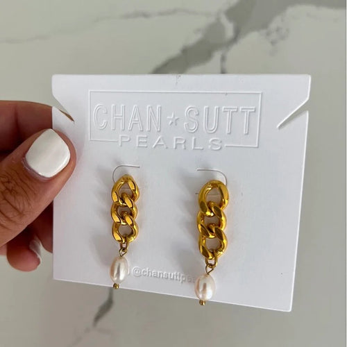 CHANSUTTPEARLS PEARL CHAIN EARRINGS
