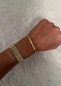 CHANSUTTPEARLS THICK TWO TONED WATCH BAND BRACELET