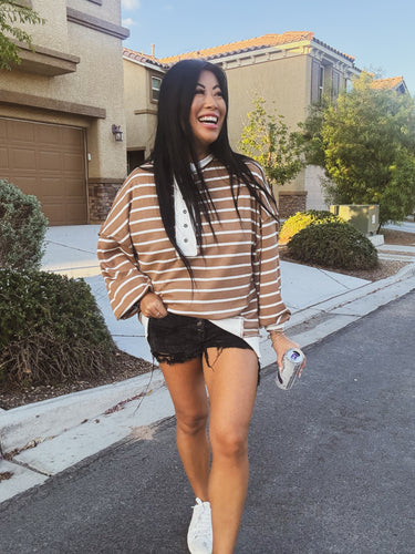 COFFEE DATE WAFFLE KNIT PULLOVER