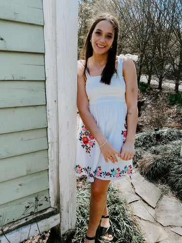 PETAL PERFECTION EMBROIDERED DRESS