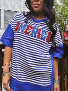 AMERICAN CHARM SEQUIN AND RHINESTONE TOP