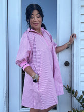 Load image into Gallery viewer, PIPER PINK PINSTRIPE DRESS