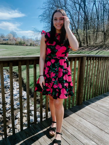 HAPPY BLOOMS FLORAL DRESS