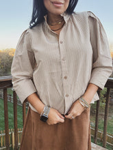 Load image into Gallery viewer, MORNING COFFEE STRIPED BLOUSE