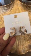 Load image into Gallery viewer, BAGUETTE STUDDED HOOPS