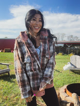 Load image into Gallery viewer, THE RANCH HAND HOODED DISTRESSED FLANNEL SHACKET
